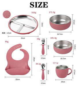 100% bol pour bébé de qualité alimentaire en acier inoxydable enfant couverts Silicone bébé <span class=keywords><strong>assiette</strong></span> d'alimentation ensemble bébé alimentation ensemble avec aspiration - Product Image 2