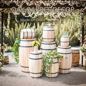 Baril à <span class=keywords><strong>vin</strong></span> en bois de sapin fait à la main, style Art déco, grain de bois naturel, 100 cm, non traité, forme de chêne, pour décoration de mariage, bar, fête - Product Image 5