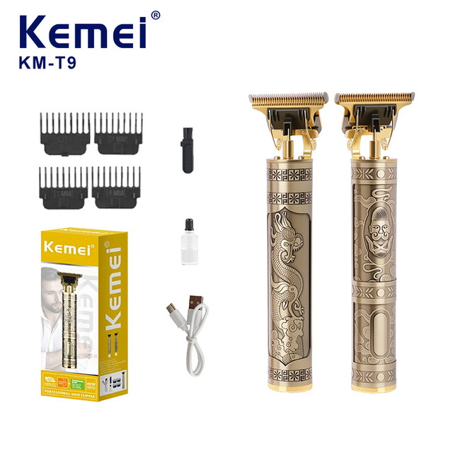 Kemei Km-T9 Hair Clipper Repair Beard Shaving Body Hair Trimmer Clippers Electric Machine Men Haircut Machine 0mm Barber Shavers