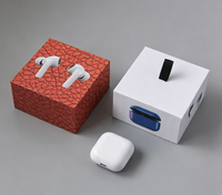 Boîte d'emballage personnalisée pour AirPods de qualité supérieure avec un design texturé rouge et un fermoir magnétique blanc, étui rigide pour l'électronique grand public