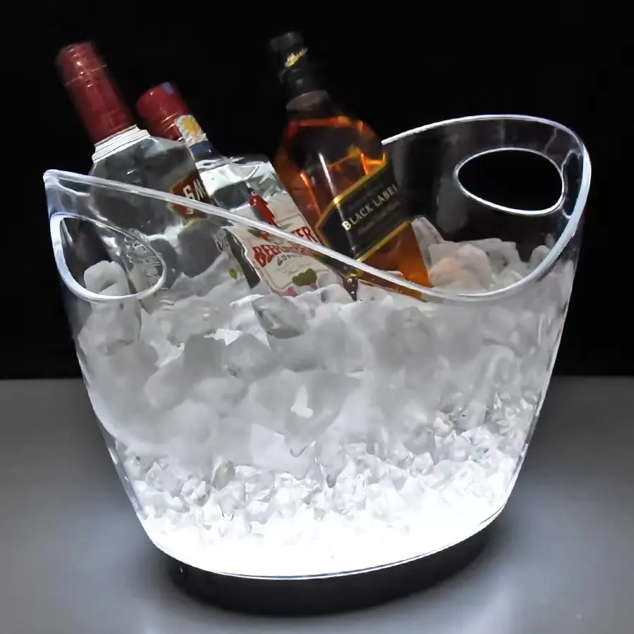 Großhandel Acryl Schüssel geformte Form 4 L Eis Eimer Wein kühler Champagner Eis Eimer