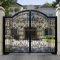 Porte ornementale artistique personnalisée en fer forgé motifs floraux en acier accents en laiton balançoire pour villas appartements hôtels étanche