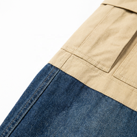 Pantalon cargo en jean patchwork bicolore de haute qualité pour homme, multi-poches, style streetwear ample, hip-hop, tactique, taille mi-haute