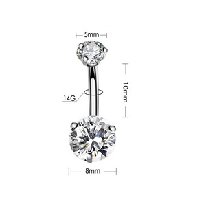 Joyería de Acero Inoxidable para Piercings Corporales, Anillo de Ombligo con Zirconia, Exquisito <span class=keywords><strong>Piercing</strong></span> Redondo de Cuatro Puntas para Estudios de Tatuajes - Product Image 4