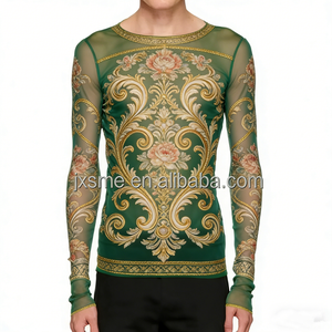 T-shirt à manches longues en maille pour homme avec impression graphique personnalisée - Product Image 4