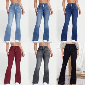 <span class=keywords><strong>Pantaloni</strong></span> in denim elasticizzato da <span class=keywords><strong>donna</strong></span>, personalizzabili, a <span class=keywords><strong>vita</strong></span> <span class=keywords><strong>alta</strong></span>, vestibilità dritta e ampia, di <span class=keywords><strong>alta</strong></span> qualità, casual e graziosi, per lavaggio, servizio OEM/ODM, taglie forti - Product Image 3