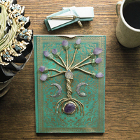 Carnet de notes en cristal d'améthyste naturelle SCJ, Grimoire de fleurs d'améthyste, Journal de sorcière, Livre de magie