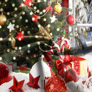 Rideau de douche de Noël avec arbre de Noël à paillettes d'hiver PVC salle de bain décor à la maison avec scène de fenêtre comprend des crochets en stock - Product Image 4