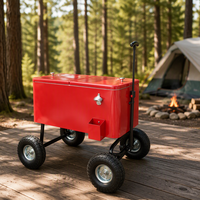 Glacière métallique d'extérieur 80qt/75l sur roues pour camping et voiture, garde les aliments et les boissons au frais et réfrigérés, chariot glacière, seau à glace