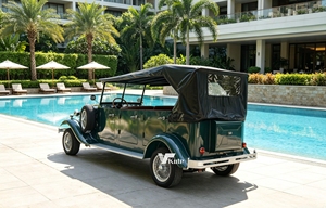 Coche Eléctrico Turístico Verde Vintage, Clásico, Convertible, de 4 Ruedas, Descapotable - Product Image 2