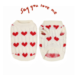 <span class=keywords><strong>Pull</strong></span> en tricot blanc crème pour chien avec motif cœur rouge, doux et chaud, vêtements pour animaux <span class=keywords><strong>de</strong></span> compagnie pour petits chiens - Product Image 6