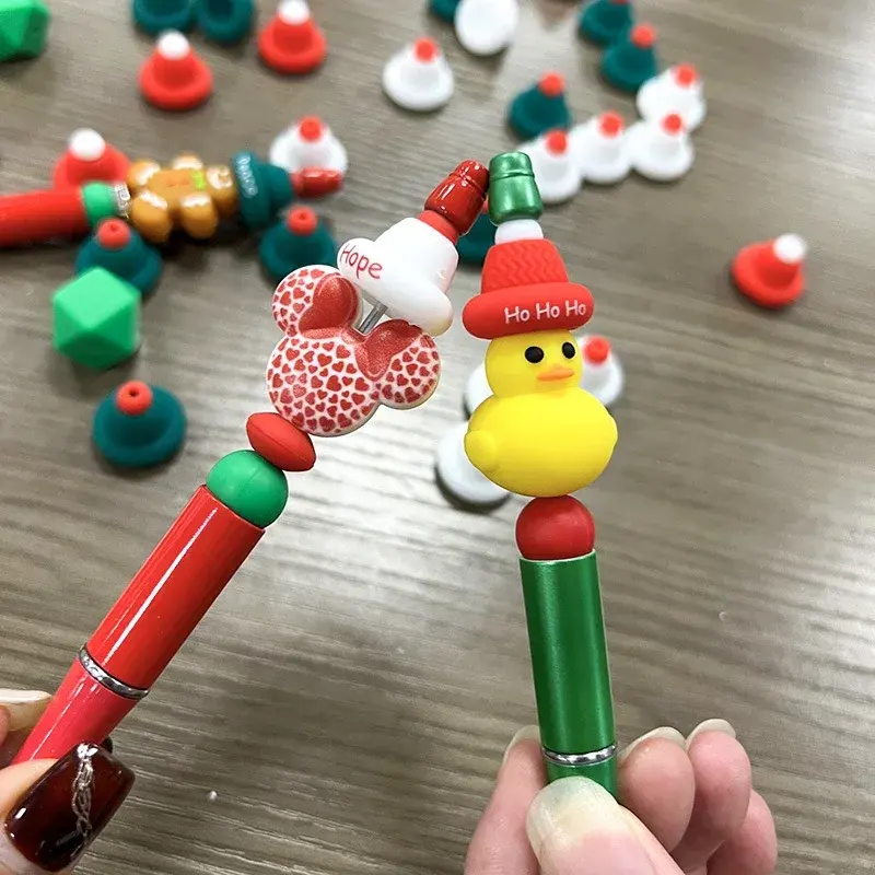 Nouveau Noël 3D Chapeau Perles DIY Stylo Impression Personnalisée Gel De Silice Cap Caractère Perles