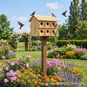 Nido de pájaros de madera para colgar al aire libre, hábitat para la cría de aves, caja decorativa para patio, comedero para pájaros - Product Image 4