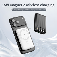 Banque d'alimentation magnétique ODM/OEM 22,5W 10000mAh avec 4 câbles, chargeur portable pour iPhone 17, batterie externe, pack de batterie