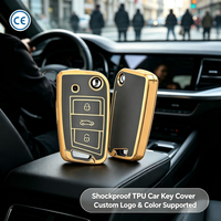 Großhandel Smart Key Cover Hülle Goldrand TPU Faltbare 3-Tasten Fernbedienungsgehäuse für VW Golf 456 Polo Passat B6 Touran Bora