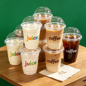 แก้วพลาสติกใส PET แบบใช้แล้วทิ้ง ขนาด 16oz 32oz สำหรับกาแฟ ชา พร้อมฝาโดมและหลอดดูด พิมพ์โลโก้ได้ตามต้องการ ขายส่ง ขนาด 90 มม. 98 มม. - Product Image 1