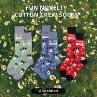 Chaussettes pour hommes respirantes en coton peigné, à motif de bandes dessinées amusantes et originales, colorées, avec semelle 3D, pour tenue décontractée ou habillée.