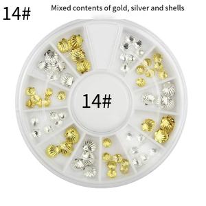 Accessoires pour ongles d'été, décoration 3D en alliage, motifs dessin animé, coquillage, océan, or, argent, scintillante, 3/5mm, non décolorante, forme coquille Saint-Jacques, 12 diamants - Product Image 2