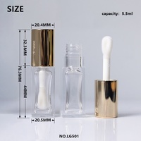 Bouteille ronde dorée transparente, vente en gros d'usine, tubes de brillant à lèvres en plastique vides de 5,5 ml avec logo personnalisé, autres emballages en plastique