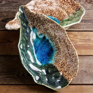 Vaisselle en céramique rétro et créative pour restaurant de cuisine japonaise, assiettes à sushi et sashimi, coquilles d'huîtres en céramique - Product Image 2