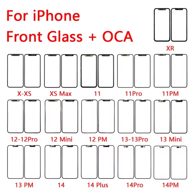 Screen Touch Panel Outer Glass for iPhone 11 12 13 Pro X XS XS Max Mini LCD Front Touch Screen Lens Glass with OCA