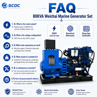 Groupe électrogène marin Weichai 80 KVA 230 V avec alternateur Stamford et contrôleur Deep Sea, générateur diesel pour bateau