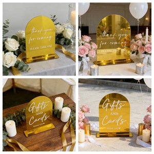 Letrero de Bienvenida Dorado de Acrílico para Boda, Letrero Curvo Creativo de Agradecimiento, Letrero Recordatorio para Tarjetas de Regalo, Pieza Decorativa para Banquete - Product Image 3