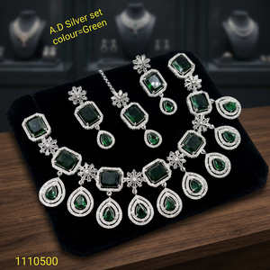 Ensemble collier et boucles d'oreilles pour femme, design floral corail plaqué platine, style ethnique traditionnel, haute qualité, certifié par un tiers - Product Image 2