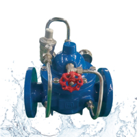 Katup Pengaman Penutup Lambat 200X PRV PN25 DN80-DN350 Piston Tembaga Pilot Biru Epoxy 250m untuk Pasokan Air Hidrolik Gedung Bertingkat Tinggi
