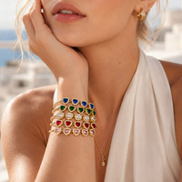 Bracelet en acier inoxydable 316 plaqué or 18 carats avec zircon incrusté en forme de cœur, unisexe, inspiré d'Instagram, minimaliste, vente en gros