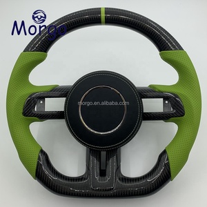 Volant en cuir véritable en fibre de carbone personnalisable pour Mustang, compatible avec les modèles 2015, 2016, 2017, 2018, 2019, 2020, 2021, 2022 - Product Image 1
