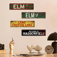 Bienvenido a Haddonfield, Placa Metálica Decorativa con Temática de Películas de Terror, Letrero de Pared para el Hogar, Bar, Cueva del Hombre, Decoración para Entusiastas del Horror
