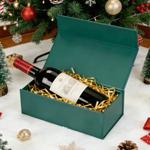 Caja de regalo plegable de cartón rígido con diseño de lujo y logotipo personalizado, grande, magnética, para boda o vino. - Product Image 3