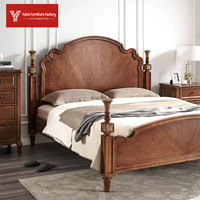 Amerikanisches Schlafzimmermöbel Wien Massivholz Geschnitztes Säulenbett Französischer Mittelalterlicher Stil Karamell Klassisches 1,8-Meter Doppelbett