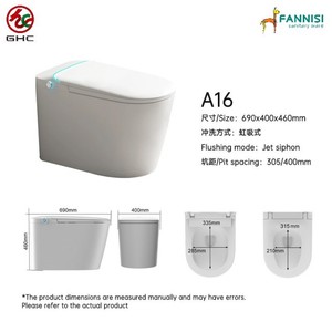 WC intelligent monobloc avec bidet automatique, chasse d'eau à capteur au pied, siège chauffant, télécommande F-A16-toilet M - Product Image 5