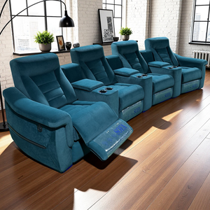 كراسي مسرح مشهورة من الجلد الأسود ، كراسي مسرح منزلية ، أريكة سينما 5 مقاعد ، مقاعد سينما كبار اللاعبين الكهربائية - Product Image 5