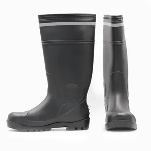 CE-ISO20345 s4 s5 certificated PVC boots safety footwear men's PVC rain boots factory with steel toe safety gum boots