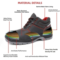 Bottes de travail en cuir véritable pour hommes, chaussures de sécurité anti-écrasement, chaussures industrielles pour chantier de construction