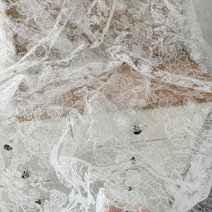 Pháp Phong Cách Hoa Thiết Kế Cá Lụa Chủ Đề Guipure Thêu Trang Trí Của Phụ Nữ Dài Dresses Wedding Ren Vải - Product Image 4