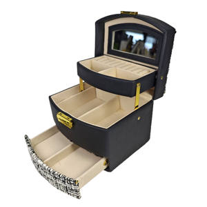 Boîte à <span class=keywords><strong>bijoux</strong></span> en cuir PU LG7257A, organiseur de <span class=keywords><strong>bijoux</strong></span> fonctionnel, étui de rangement pour <span class=keywords><strong>bijoux</strong></span> avec fermeture à boucle pour femmes et filles, bagues, colliers, boucles d'oreilles - Product Image 3