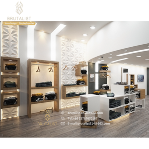 Estante de exhibición de ropa de mujer de madera de lujo Brutalist-Color personalizable y diseño Servicio OEM/ODM para tiendas de ropa - Product Image 1