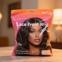 Sac à fermeture éclair en PVC givré imprimé sur mesure pour perruque et extensions de cheveux, emballage en plastique à fermeture éclair