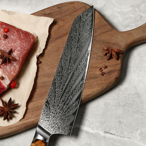 Pisau dapur Amber Damaskus 73 Lapis pisau Kiritsuke Jepang dengan pegangan kayu Resin - Product Image 2