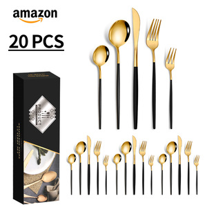 Sant Andrea <span class=keywords><strong>Restaurante</strong></span> Proveedor 10 Piezas Desechables Lujo Negro Mate Cubiertos 18/10 Juego de cubiertos de acero inoxidable Cubiertos - Product Image 5