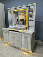 Ensemble de meubles de chambre à coucher de luxe Runwood 2026, nouveau design, très grand lit, style royal, 5 pièces, avec tête de lit miroir africaine