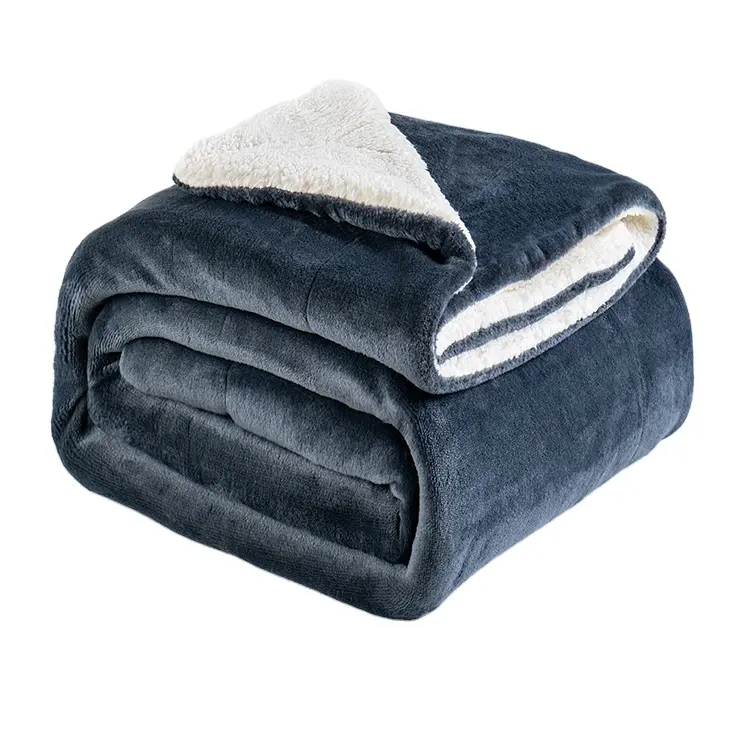 Free Sample Lowest Price Reversible Polyester Blanket Microplush Custom Plush Throw Blankets Borrego Sherpa Flannel Blanket