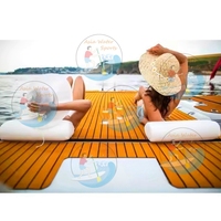 Plateforme flottante gonflable Drop-Stitch 4x6m robuste et antidérapante avec système d'ancrage pour marina, yacht, bord de mer