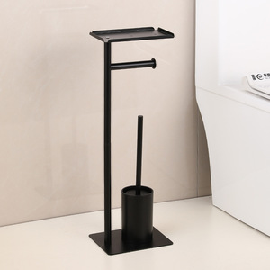 Supporto di carta igienica Free Standing Premium in acciaio inossidabile con vassoio per il bagno della toilette dell'hotel a casa - Product Image 1