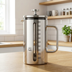 Cafetera Francesa Premium con Ventana Transparente para Ver el Nivel del Café, Mango de Bambú, Vidrio Resistente al Calor, Base Antideslizante - Product Image 4