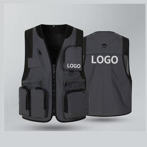 Chaleco de fotografía multibolsillo de Color sólido 100% Taslon Ropa de trabajo duradera con impresión de logotipo para fotógrafos - Product Image 1